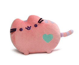 Gund Pusheen Plush 6 in Pink Cat 2015 4048873 Cartoon Cat Emoji Green Heart  - £15.29 GBP