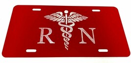 Registered Nurse RN 2 Diamond Etched Engraved Red License Plate Tag Nice... - £18.07 GBP