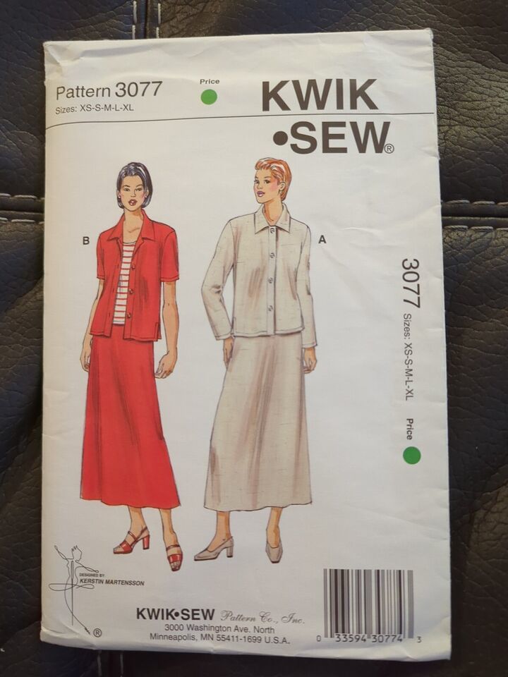 Kwik Sew 3077 Sewing Pattern Womens Jacket Skirt Top K Martensson Sizes XS-XL - $8.54