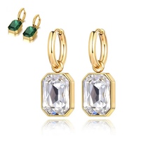 Radiant Cz Charm Dangle Earrings Stainless Steel - $30.00