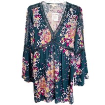 Lovestitch Bel Air Forest Green Boho Floral Dress Small - $46.75