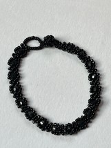 Handmade Tiny Black Plastic Beaded Bracelet - 7 inches long x 0.25 inches wide - - $13.09