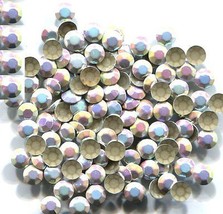 720 Rhinestuds Faceted Metal 4mm Ab Silver Hot Fix 5 Gross - $10.84