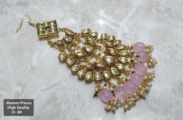 Tikka Bollywood GoldPlated Kundan jhumar Jewelry Bridal Set Pasa Tika In... - $23.62