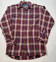Wrangler Pearl Snap Shirt Long Sleeve Western Maroon Plaid Mens 2X Vinta... - $9.79