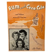 Rum and Coca Cola Piano Sheet Music Andrew Sisters 1944 Jeri Sullavan Vi... - $9.94