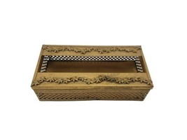 Vintage Vanity Tissue Box Holder Flowers Ornate Hollywood Regency Gold F... - £13.20 GBP