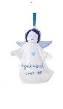 Kurt Adler Porcelain Led Delft Blue Angel &quot;Angels Watch Over Me&quot; Xmas Ornament - £6.20 GBP