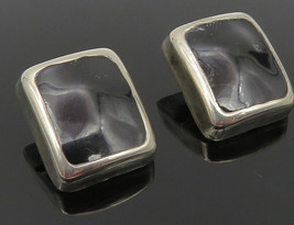 925 Sterling Silver - Vintage Inlaid Black Onyx Non Pierce Earrings - EG5836 - £37.38 GBP