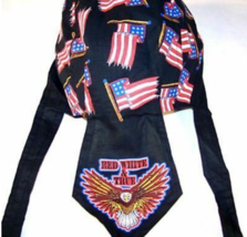 RED WHITE TRUE EAGLE BANDANNA CAP #220 BIKER hat dorag - $4.74