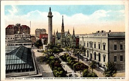 Vtg Postcard Charles St., Looking N. Showing Washington Monument, Baltimore, MD - £4.36 GBP