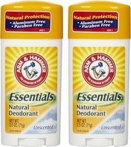 Arm & Hammer Essentials Natural Deodorant, Unscented - 2.5 oz - 2 pk - £17.53 GBP