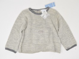 Jacadi Paris 12 Month Baby Boy or Girl Grey Murano Wool Knit Sweater w/ Hoodie - £39.56 GBP