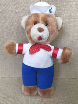 Vintage Dan Brechner Sailor Teddy Bear Plush Stuffed Animal Toy Red White Blue - £7.10 GBP