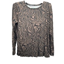 LC Waikiki Women&#39;s Top Size Large Long Sleeve Classic Brown And Black - $19.87