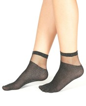 INC International Concepts Sheer Moda Calcetines Tobilleros Negro Metálico - Nwt - £4.70 GBP