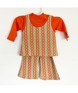 Vtg 1970’s Health-tex Permanent Press Stretch Orange Tan Rib Flare 3Pc O... - £22.41 GBP