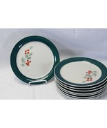 Everyday Gibson Holly Accent Christmas Dinner Plates 9-5/8&quot; Lot of 8 Xmas - $61.64 CAD