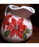 Friendship Pottery Pitcher Roseville Ohio Poinsettia Pattern Rundquist 2 Qt - £25.42 GBP