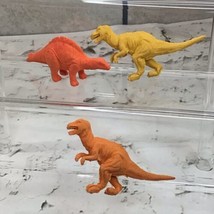 Rubber Dinosaur Figures Lot Of 3 Orange Yellow Prehistoric Stegosaurus T-Rex - £7.93 GBP