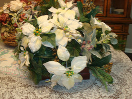 Large Poinsettia Floral Arrangement in a Wooden Box Handmade - $72.99