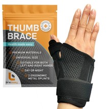 Thumb Splint for Right Hand or Left Hand Wrist &amp; Thumb Support Black-Sin... - $11.73