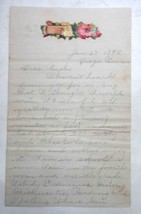 1895 antique HANDWRITTEN LETTER~JESSIE SILLIMAN osage io w/DIE CUT VICTO... - £33.10 GBP