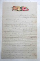 1895 antique HANDWRITTEN LETTER~JESSIE SILLIMAN osage io w/DIE CUT VICTO... - £33.24 GBP