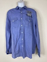 Express Men Size XL Blue Deliverance Crown Christian Button Up Shirt Lon... - $6.57