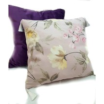 Decorative Pillow, Decorative Pendant, Floral Cotton, Purple Velvet 16x16&quot; - £34.56 GBP