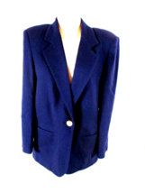 Savannah Women&#39;s 8 blue Wool 2 pocket 1 Button Up Jacket (N) - $20.79