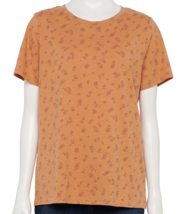 NEW Womens Sonoma Crewneck Tee ladies sz XS (2) orange floral print t-shirt top - £6.35 GBP