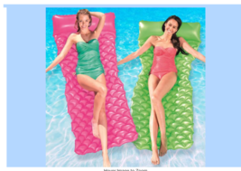 Air Mat Swimming Pool H2OGO! Float’n Roll 7 Ft Long W/ Pillow Pink &amp; Green - £13.53 GBP