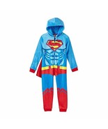 Superman Superhero Costume Style Minky Fleece Hooded Pajama Sleeper - $22.49