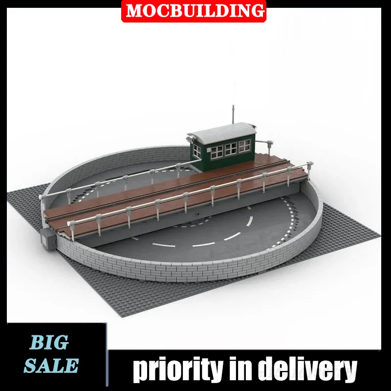 MOC City Electric Train Turntable Locomotive Model Building Block Assembly - £181.48 GBP+