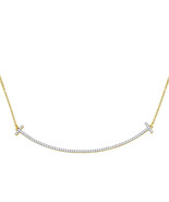 10kt Yellow Gold Womens Round Diamond Curved Bar Necklace 1/3 Cttw - £381.69 GBP