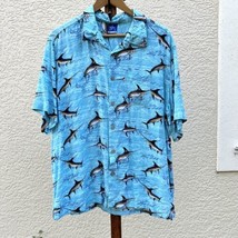 Guy Harvey Mens XL Short Sleeve Fishing Swordfish Button Up Shirt All Ov... - $27.71