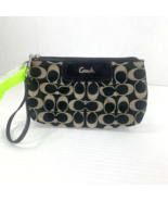 Coach Ashley Wristlet Signature Black White Zip Canvas Leather B21 - $19.79