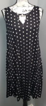 LASCANA Fit &amp; Flare Dress Women Size 10 Black White Polka Dot Cut Out Round Neck - £28.82 GBP