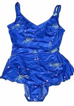 Vintage 80’s Louisa Brooks Electric Blue Skirted One Piece Bathing Suit Size 16 - £15.45 GBP