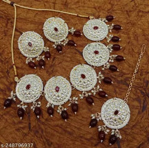 Jabells Women Party Wear Jewelry Royal Necklace Earrings Modern Punjabi Set AA - £19.49 GBP