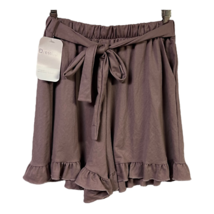 Dress Up Womens Flowy Shorts Purple Ruffle Hem Waist Tie Pockets Casual ... - £15.17 GBP