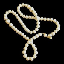 Marvella Necklace Signed Faux Pearl Rhinestone Gold Tone 24&quot; Prom Wedding - $17.67