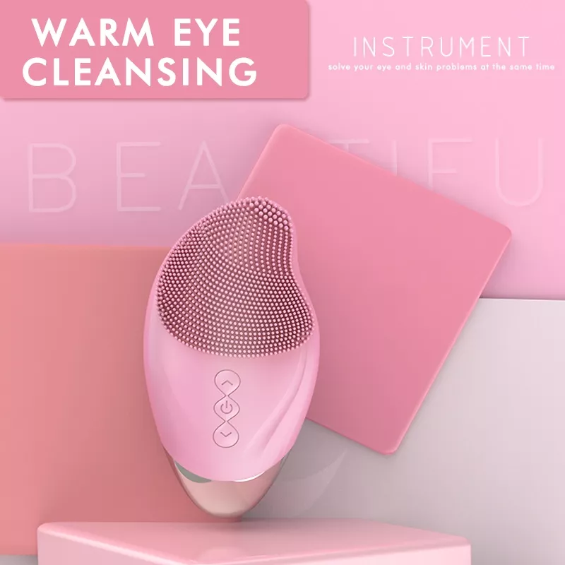 Rechargeable Silicone Face Cleansing Brush with Heating Eye Massage - $27.53 CAD