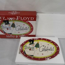 Fitz and Floyd Christmas Sentiment Tray Snowman Merry Bright Celebrate 2011 Tree - £16.66 GBP
