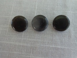 Black Slightly Domed Iridescent Black Small Flat 1 loop Vintage Buttons (#3801) - £7.98 GBP