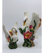 2 FITZ &amp; FLOYD Swan &amp; Tulip Candle Holder &amp; Tea Pot 1995 Spring Easter V... - $74.00