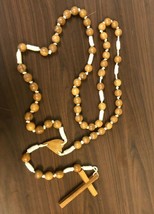 Vintage Wooden Beads/ Macrame Rosary, Extra Large 61", Pre-owned - £27.65 GBP