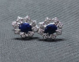 Blue Sapphire Cufflink Natural Wedding Cufflinks Engagement Gift - £59.23 GBP