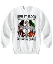 Patriot Sweatshirt Irish By Blood White-SS  - £20.73 GBP